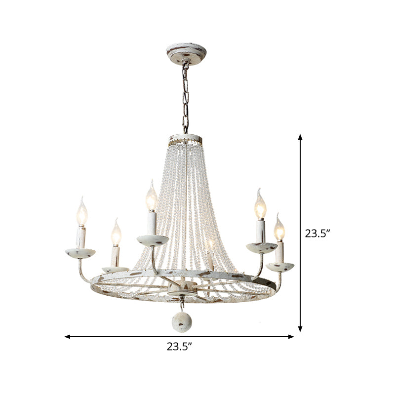Distressed White Candle Ceiling Chandelier Modernism Crystal 5/6/8 Heads Hanging Light Fixture Clearhalo 'Ceiling Lights' 'Chandeliers' Lighting' options 342027