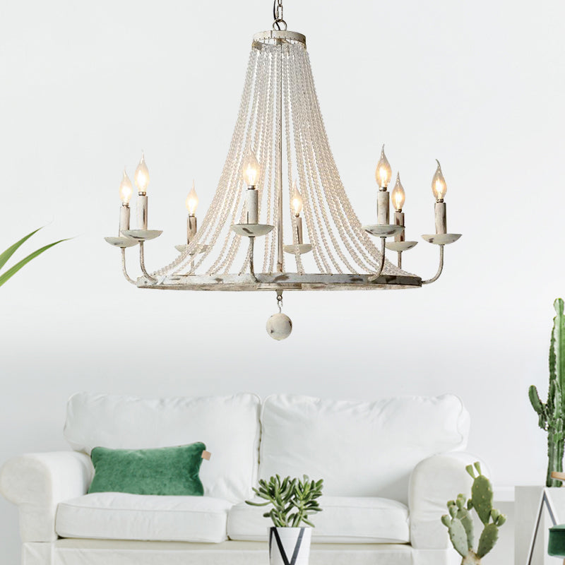 Distressed White Candle Ceiling Chandelier Modernism Crystal 5/6/8 Heads Hanging Light Fixture Clearhalo 'Ceiling Lights' 'Chandeliers' Lighting' options 342029