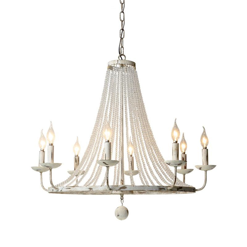 Distressed White Candle Ceiling Chandelier Modernism Crystal 5/6/8 Heads Hanging Light Fixture Clearhalo 'Ceiling Lights' 'Chandeliers' Lighting' options 342031