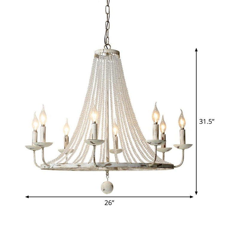 Distressed White Candle Ceiling Chandelier Modernism Crystal 5/6/8 Heads Hanging Light Fixture Clearhalo 'Ceiling Lights' 'Chandeliers' Lighting' options 342032