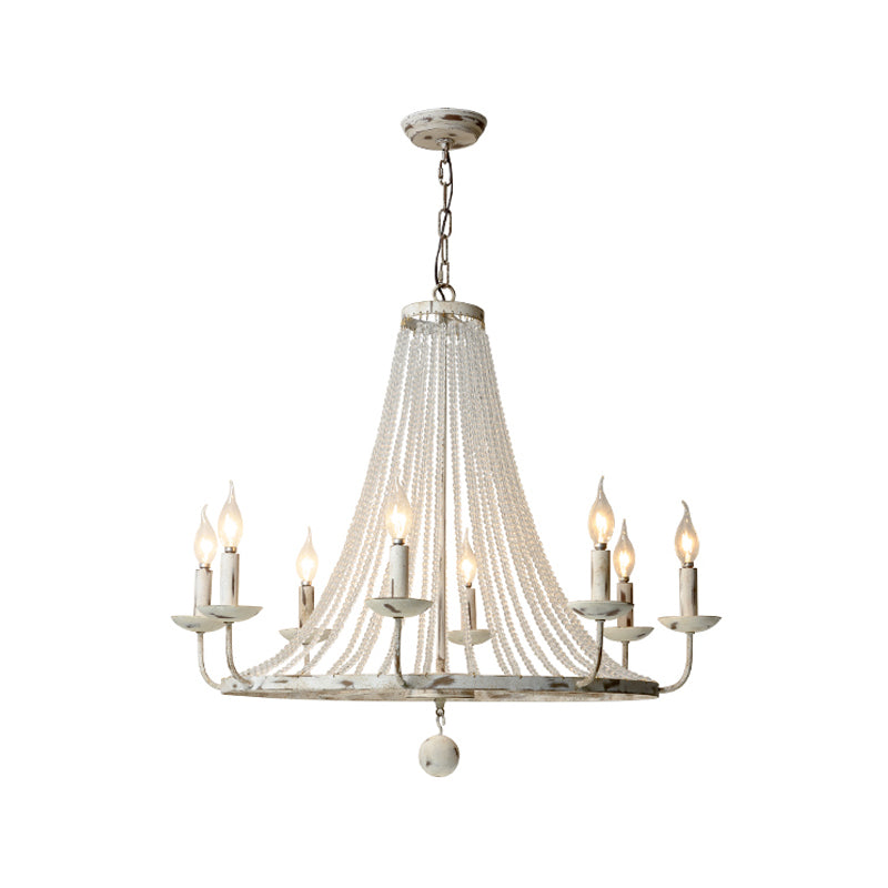 Distressed White Candle Ceiling Chandelier Modernism Crystal 5/6/8 Heads Hanging Light Fixture Clearhalo 'Ceiling Lights' 'Chandeliers' Lighting' options 342036