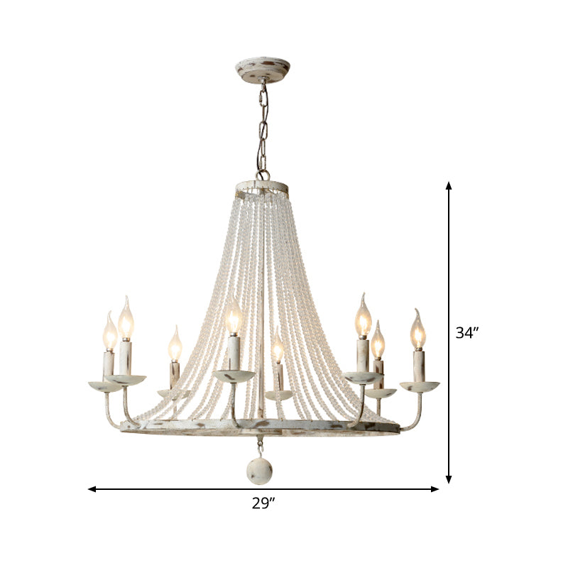 Distressed White Candle Ceiling Chandelier Modernism Crystal 5/6/8 Heads Hanging Light Fixture Clearhalo 'Ceiling Lights' 'Chandeliers' Lighting' options 342037