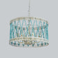 Stone Cylinder Chandelier Lamp Retro 4/6 Bulbs Blue Pendant Lighting Fixture with Adjustable Chain Clearhalo 'Ceiling Lights' 'Chandeliers' Lighting' options 342045