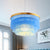 1 Bulb 3-Layer Pendant Lamp Modern Fabric Suspended Lighting Fixture in Grey/White/Blue for Bedroom Blue Clearhalo 'Ceiling Lights' 'Pendant Lights' 'Pendants' Lighting' 342075_e3d64844-4f35-451d-81ed-4d0a1addcb89