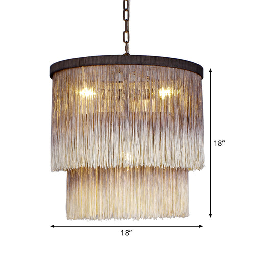 Minimalist Cylindrical Hanging Chandelier Fabric 4 Bulbs Suspension Lamp in Brown for Bedroom Clearhalo 'Ceiling Lights' 'Chandeliers' Lighting' options 342083