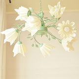 Green Flower Chandelier Lighting Modernism Metal 9 Bulbs Pendant Light Fixture for Living Room Clearhalo 'Ceiling Lights' 'Chandeliers' Lighting' options 342086