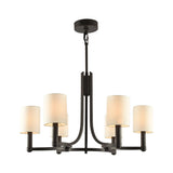 White Cylindrical Chandelier Lamp Traditional Fabric 6 Lights Living Room Hanging Light Clearhalo 'Ceiling Lights' 'Chandeliers' Lighting' options 342126