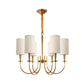 White Cylindrical Pendant Lighting Classic Fabric 6 Lights Living Room Chandelier Clearhalo 'Ceiling Lights' 'Chandeliers' Lighting' options 342132