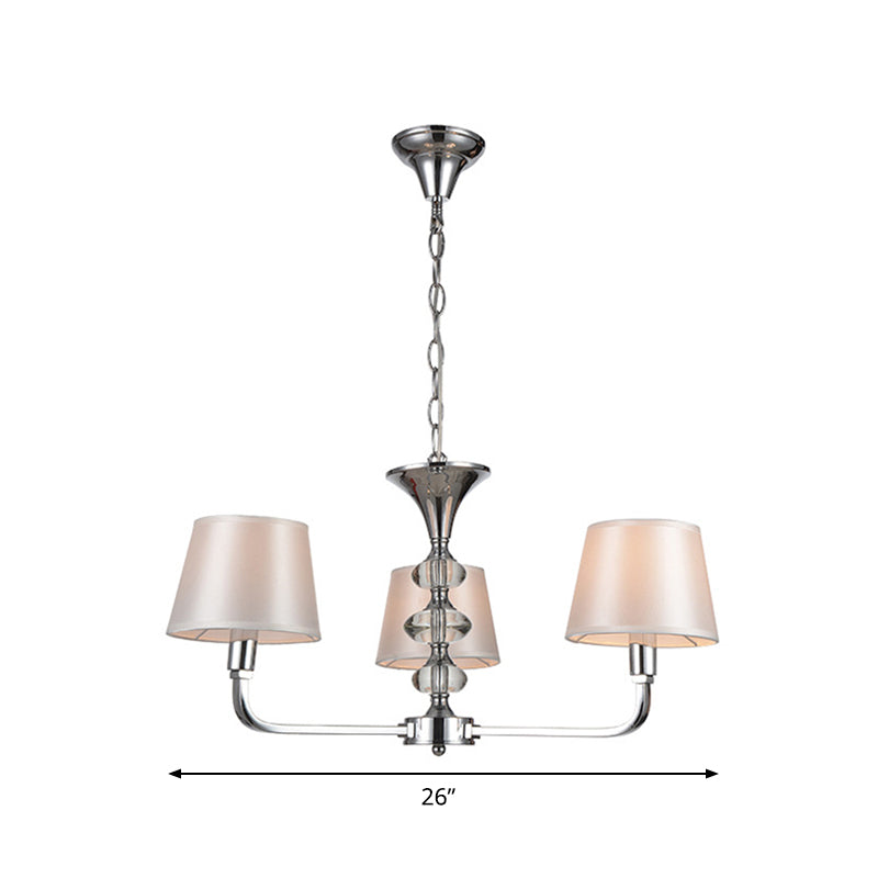 3 Bulbs Tapered Chandelier Light Traditional Beige Fabric Hanging Ceiling Fixture for Kitchen Clearhalo 'Ceiling Lights' 'Chandeliers' Lighting' options 342138