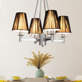 Tapered Fabric Chandelier Lighting Classic 4 Lights Dining Room Pendant Lighting in Black Clearhalo 'Ceiling Lights' 'Chandeliers' Lighting' options 342144