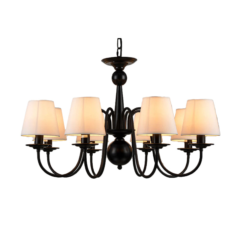 3/5/6 Lights Chandelier Light Fixture Traditional White Fabric Tapered Pendant Lamp for Living Room Clearhalo 'Ceiling Lights' 'Chandeliers' Lighting' options 342157