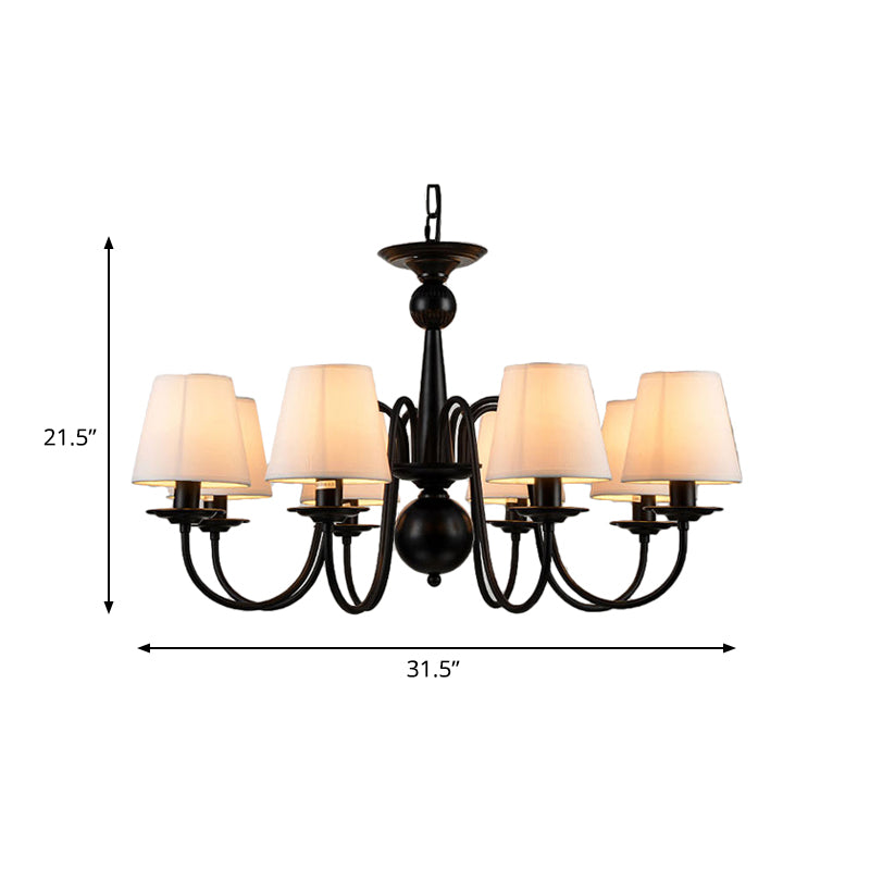 3/5/6 Lights Chandelier Light Fixture Traditional White Fabric Tapered Pendant Lamp for Living Room Clearhalo 'Ceiling Lights' 'Chandeliers' Lighting' options 342158