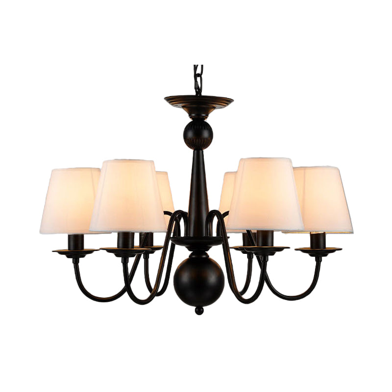 3/5/6 Lights Chandelier Light Fixture Traditional White Fabric Tapered Pendant Lamp for Living Room Clearhalo 'Ceiling Lights' 'Chandeliers' Lighting' options 342160