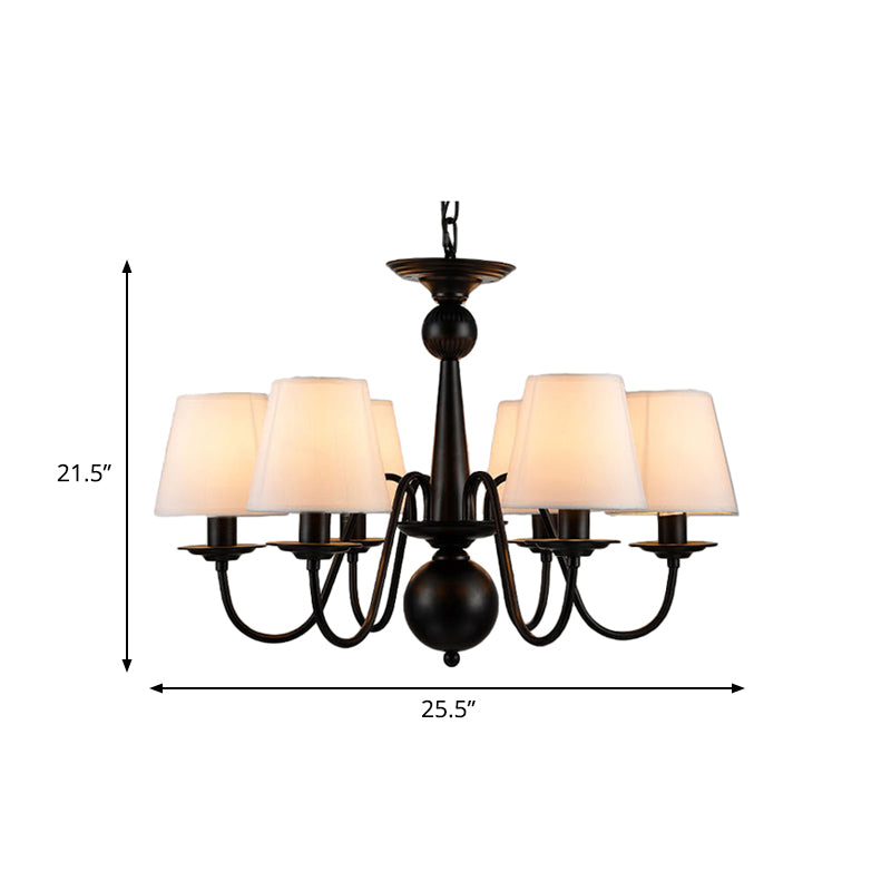 3/5/6 Lights Chandelier Light Fixture Traditional White Fabric Tapered Pendant Lamp for Living Room Clearhalo 'Ceiling Lights' 'Chandeliers' Lighting' options 342161