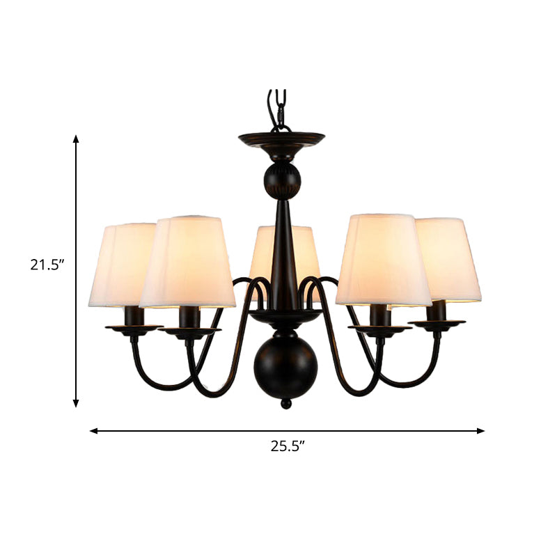 3/5/6 Lights Chandelier Light Fixture Traditional White Fabric Tapered Pendant Lamp for Living Room Clearhalo 'Ceiling Lights' 'Chandeliers' Lighting' options 342163