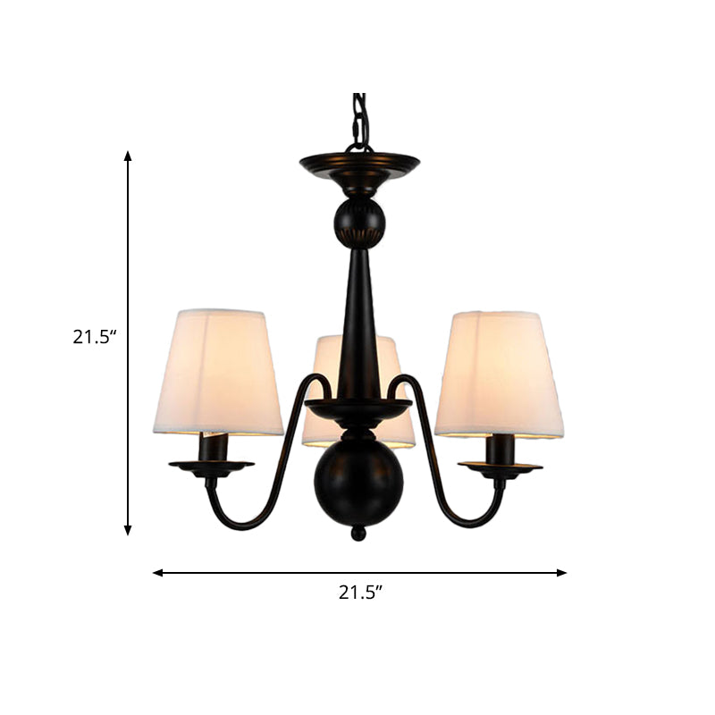 3/5/6 Lights Chandelier Light Fixture Traditional White Fabric Tapered Pendant Lamp for Living Room Clearhalo 'Ceiling Lights' 'Chandeliers' Lighting' options 342165