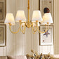 Fabric Tapered Hanging Chandelier Traditional 3/5/6 Lights Living Room Pendant Light in Brass Clearhalo 'Ceiling Lights' 'Chandeliers' Lighting' options 342186
