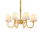 Fabric Tapered Hanging Chandelier Traditional 3/5/6 Lights Living Room Pendant Light in Brass Clearhalo 'Ceiling Lights' 'Chandeliers' Lighting' options 342187