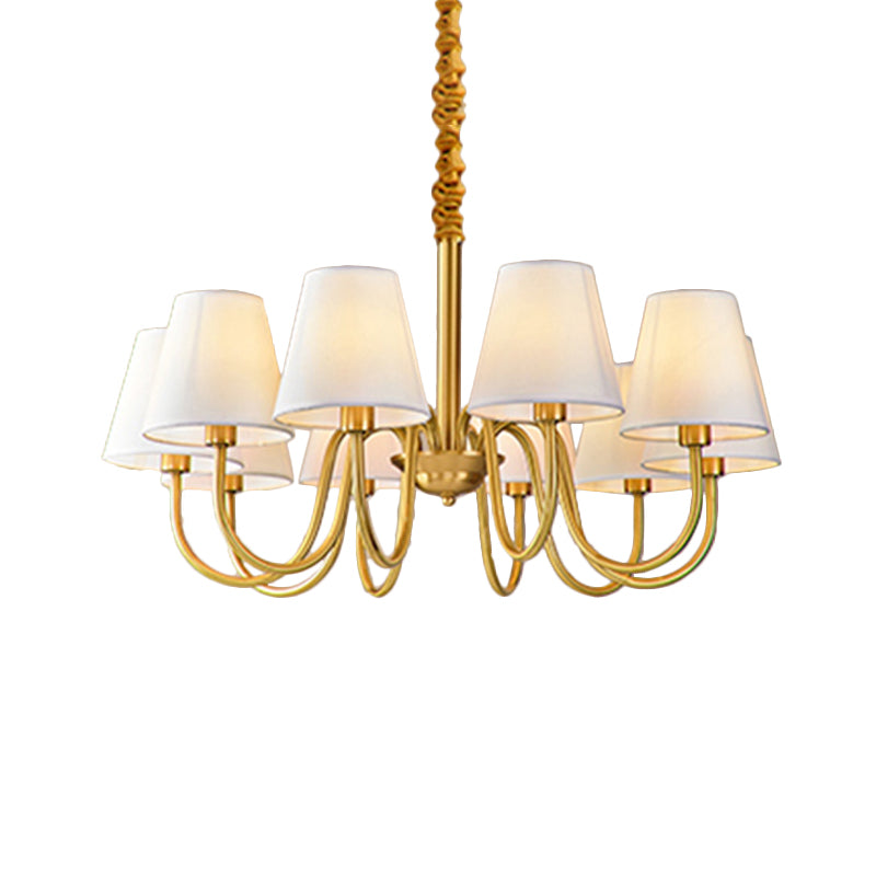 Fabric Tapered Hanging Chandelier Traditional 3/5/6 Lights Living Room Pendant Light in Brass Clearhalo 'Ceiling Lights' 'Chandeliers' Lighting' options 342191