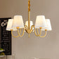 Fabric Tapered Hanging Chandelier Traditional 3/5/6 Lights Living Room Pendant Light in Brass Clearhalo 'Ceiling Lights' 'Chandeliers' Lighting' options 342198