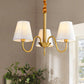 Fabric Tapered Hanging Chandelier Traditional 3/5/6 Lights Living Room Pendant Light in Brass Clearhalo 'Ceiling Lights' 'Chandeliers' Lighting' options 342202