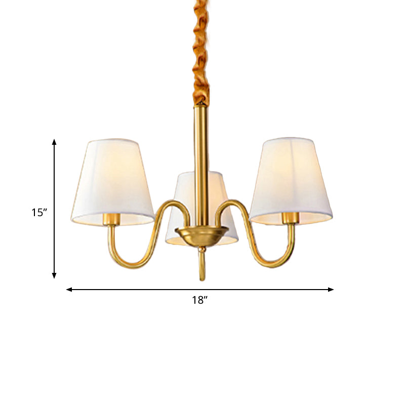 Fabric Tapered Hanging Chandelier Traditional 3/5/6 Lights Living Room Pendant Light in Brass Clearhalo 'Ceiling Lights' 'Chandeliers' Lighting' options 342205