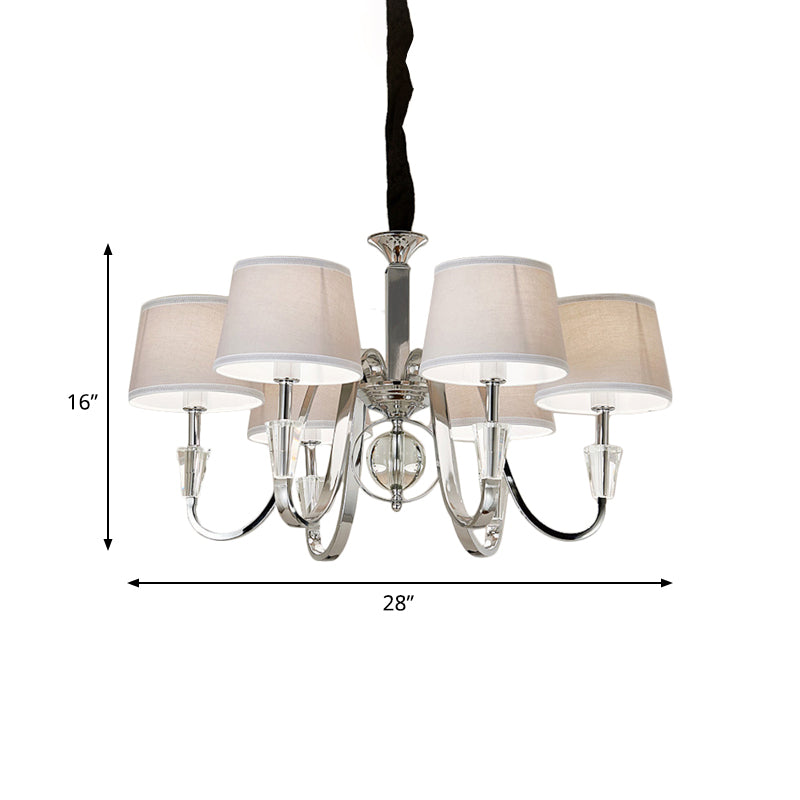 3/6 Bulbs Cone Chandelier Light Classic White Fabric Hanging Ceiling Fixture for Bedroom Clearhalo 'Ceiling Lights' 'Chandeliers' Lighting' options 342214