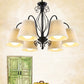 3/6/8 Bulbs Ceiling Lamp with Cone Fabric Shade Classic Living Room Chandelier Pendant Light in Black/White 6 Black Clearhalo 'Ceiling Lights' 'Chandeliers' Lighting' options 342233_4fd64111-70c6-4f1e-a7e5-f14fc16063f3