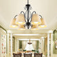 3/6/8 Bulbs Ceiling Lamp with Cone Fabric Shade Classic Living Room Chandelier Pendant Light in Black/White Clearhalo 'Ceiling Lights' 'Chandeliers' Lighting' options 342234