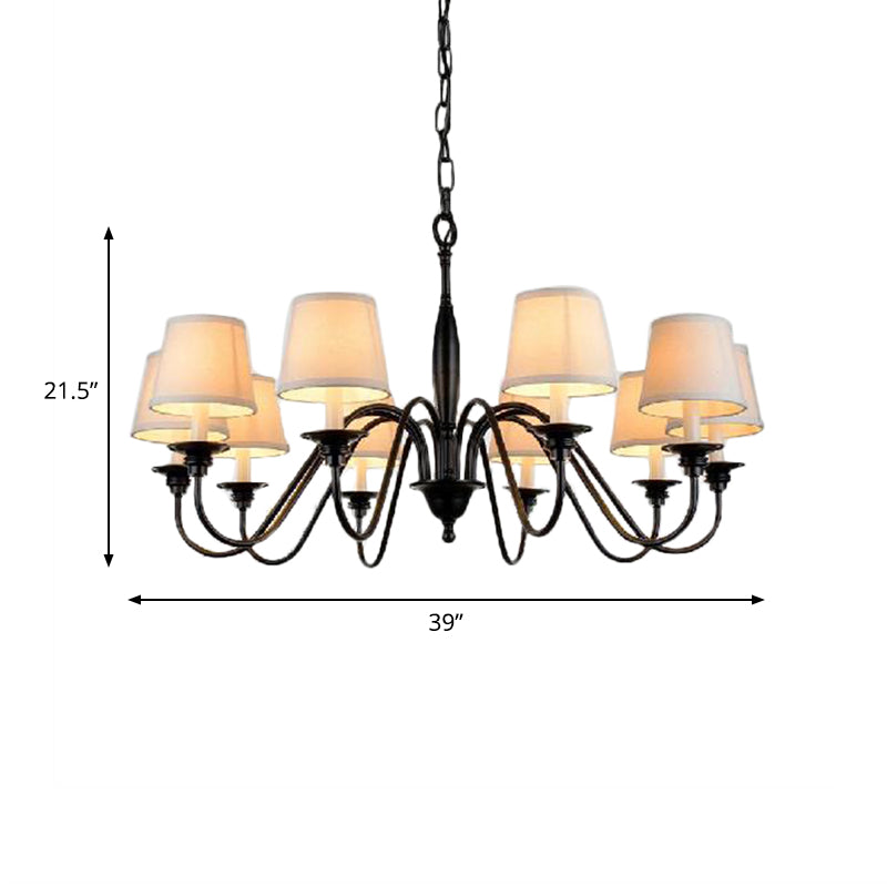 3/6/8 Lights Ceiling Light Minimalistic Tapered Fabric Hanging Chandelier in White for Living Room Clearhalo 'Ceiling Lights' 'Chandeliers' Lighting' options 342270