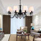 Conical Living Room Pendant Chandelier Traditional Fabric 3/5/6 Lights White Hanging Fixture Clearhalo 'Ceiling Lights' 'Chandeliers' Lighting' options 342279