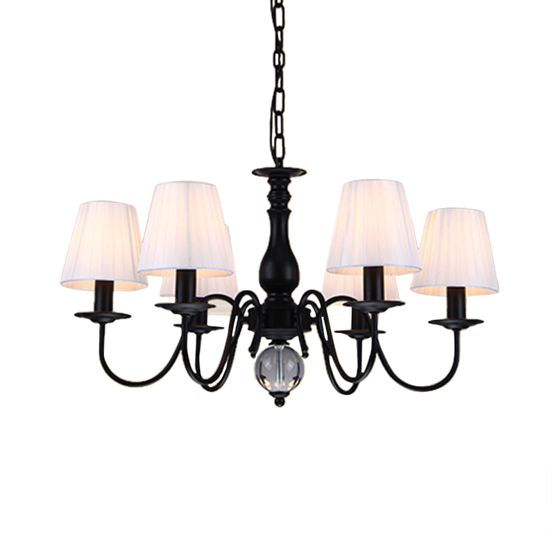 Conical Living Room Pendant Chandelier Traditional Fabric 3/5/6 Lights White Hanging Fixture Clearhalo 'Ceiling Lights' 'Chandeliers' Lighting' options 342284