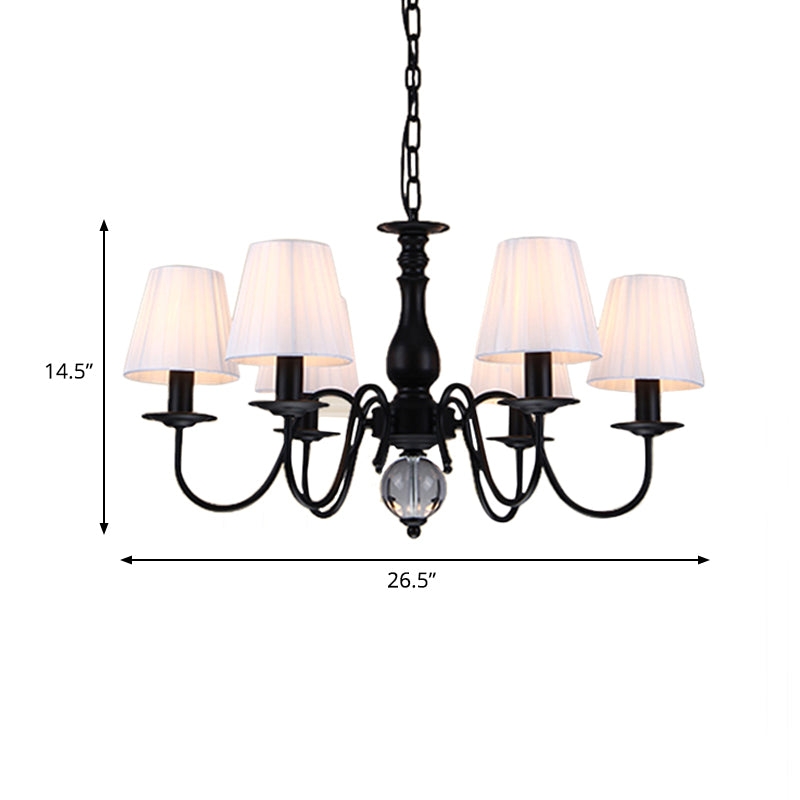 Conical Living Room Pendant Chandelier Traditional Fabric 3/5/6 Lights White Hanging Fixture Clearhalo 'Ceiling Lights' 'Chandeliers' Lighting' options 342285