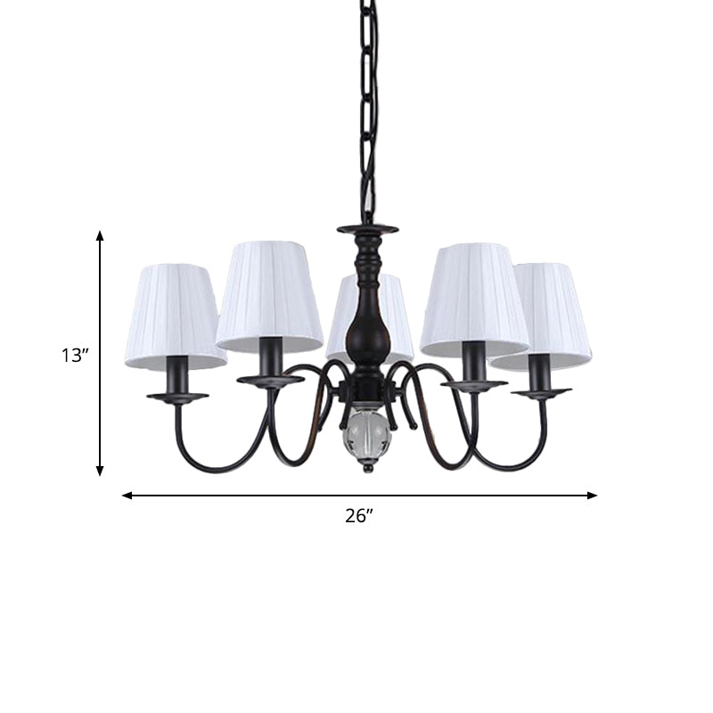 Conical Living Room Pendant Chandelier Traditional Fabric 3/5/6 Lights White Hanging Fixture Clearhalo 'Ceiling Lights' 'Chandeliers' Lighting' options 342287