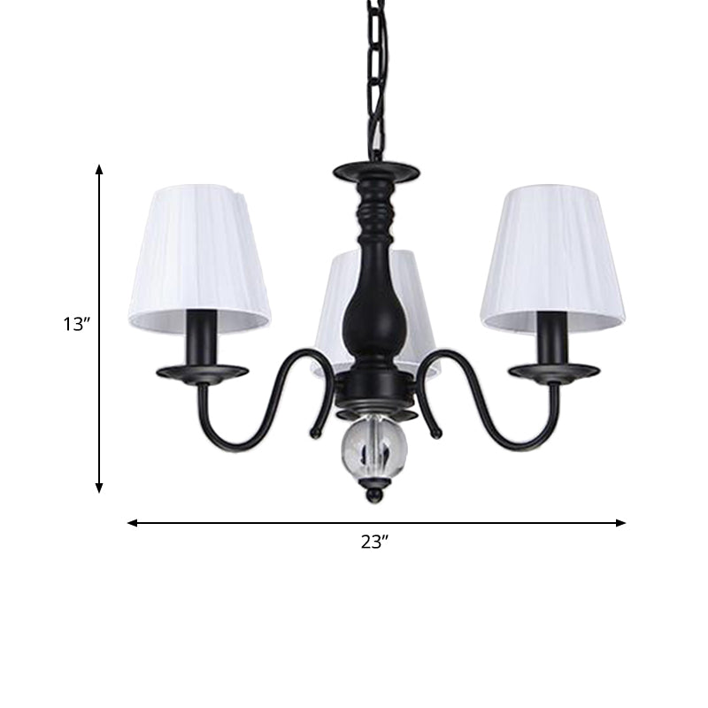 Conical Living Room Pendant Chandelier Traditional Fabric 3/5/6 Lights White Hanging Fixture Clearhalo 'Ceiling Lights' 'Chandeliers' Lighting' options 342289