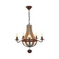 5/6 Lights Chandelier Lighting Fixture Rustic Wine Barrel Wood Hanging Light in Brown for Bedroom Clearhalo 'Ceiling Lights' 'Chandeliers' Lighting' options 342313