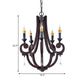 Brown Candle Pendant Chandelier Rural Wooden 5 Heads Restaurant Hanging Ceiling Light Clearhalo 'Ceiling Lights' 'Chandeliers' Lighting' options 342347