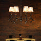 6 Lights Fabric Chandelier Lamp Traditional Brass Conical Restaurant Down Lighting Pendant Clearhalo 'Ceiling Lights' 'Chandeliers' Lighting' options 342382