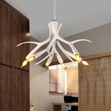 White 6 Lights Chandelier Lighting Modern Resin Faux Antler Pendant Lamp with Adjustable Chain Clearhalo 'Ceiling Lights' 'Chandeliers' Lighting' options 342447