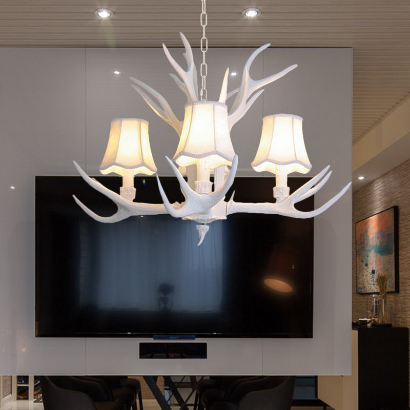 3/4/5 Lights Chandelier Lighting Fixture Modern Cone Resin Ceiling Suspension Lamp in White for Living Room Clearhalo 'Ceiling Lights' 'Chandeliers' Lighting' options 342453