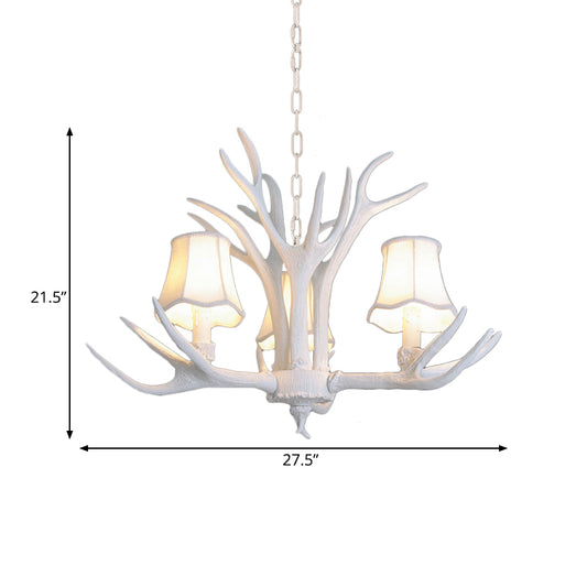 3/4/5 Lights Chandelier Lighting Fixture Modern Cone Resin Ceiling Suspension Lamp in White for Living Room Clearhalo 'Ceiling Lights' 'Chandeliers' Lighting' options 342461