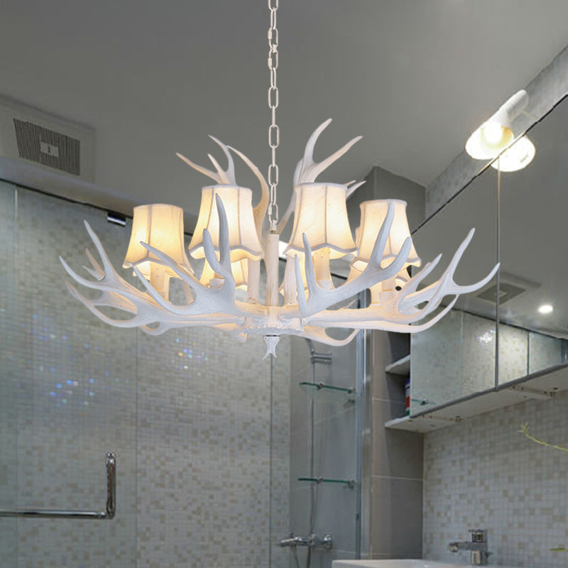 3/4/5 Lights Chandelier Lighting Fixture Modern Cone Resin Ceiling Suspension Lamp in White for Living Room 8 White Clearhalo 'Ceiling Lights' 'Chandeliers' Lighting' options 342472_37baad06-13f9-4b8b-a63f-5fa370f407b4