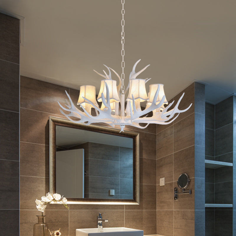 3/4/5 Lights Chandelier Lighting Fixture Modern Cone Resin Ceiling Suspension Lamp in White for Living Room Clearhalo 'Ceiling Lights' 'Chandeliers' Lighting' options 342474