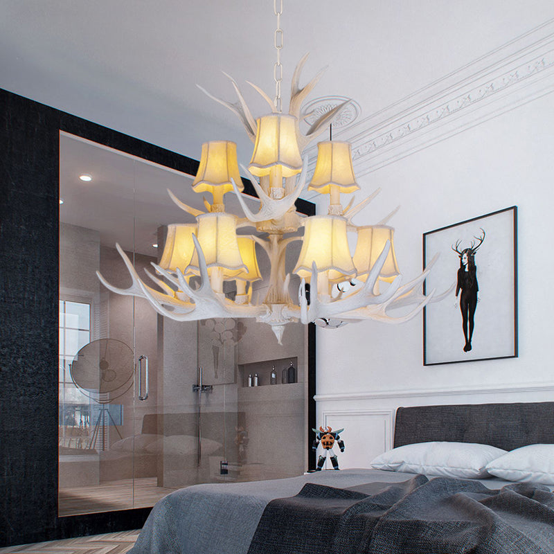 3/4/5 Lights Chandelier Lighting Fixture Modern Cone Resin Ceiling Suspension Lamp in White for Living Room Clearhalo 'Ceiling Lights' 'Chandeliers' Lighting' options 342478