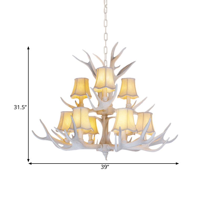 3/4/5 Lights Chandelier Lighting Fixture Modern Cone Resin Ceiling Suspension Lamp in White for Living Room Clearhalo 'Ceiling Lights' 'Chandeliers' Lighting' options 342481