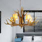 Conical Living Room Drop Lamp Traditional Resin 3/4/5 Bulbs Brown Chandelier Pendant Light with Antler 5 Brown Clearhalo 'Ceiling Lights' 'Chandeliers' Lighting' options 342492_118934ac-4409-4b84-a4b5-021b0e3b0c8a