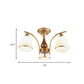 3/5/8 Lights Living Room Ceiling Mounted Fixture Classic Gold Semi Flush Mount with Cone Opal Glass Shade Clearhalo 'Ceiling Lights' 'Close To Ceiling Lights' 'Close to ceiling' 'Glass shade' 'Glass' 'Semi-flushmount' Lighting' 342577