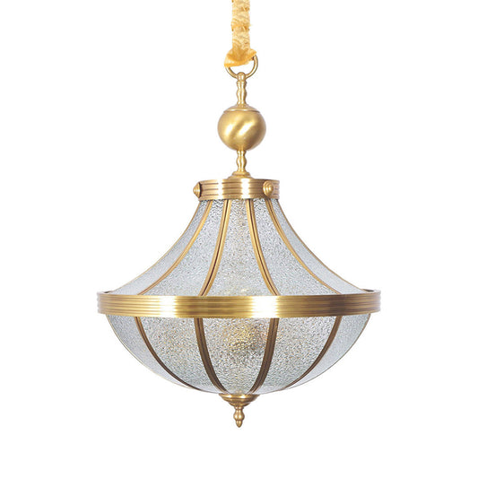 Jar Pendant Chandelier Traditional Frosted Glass 3 Bulbs Brass Hanging Lamp for Bedroom Clearhalo 'Ceiling Lights' 'Chandeliers' 'Close To Ceiling Lights' 'Glass shade' 'Glass' Lighting' 342754