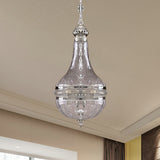 12"/16" Wide Gourd Chandelier Lighting Colonial Clear Glass Brass/Chrome 4 Bulbs Hanging Ceiling Light Clearhalo 'Ceiling Lights' 'Chandeliers' 'Glass shade' 'Glass' Lighting' 342757