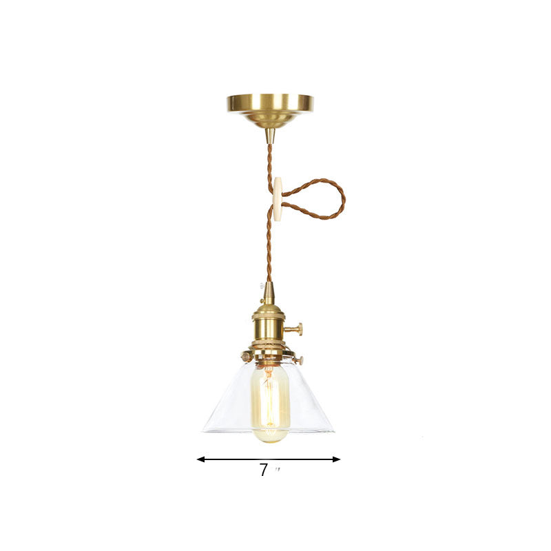 Height Adjustable Cone Pendant Lighting Clear Glass 1 Lights Hanging Light for Kitchen Clearhalo 'Ceiling Lights' 'Glass shade' 'Glass' 'Industrial Pendants' 'Industrial' 'Middle Century Pendants' 'Pendant Lights' 'Pendants' 'Tiffany' Lighting' 3438b